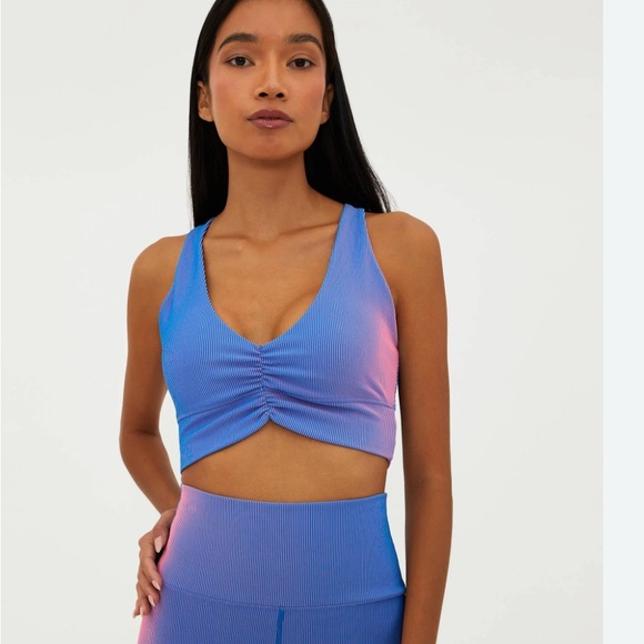 Beach Riot Other - Beach Riot Mindy Top in Imperial Two Tone pink and blue Ribbed sports bra XL